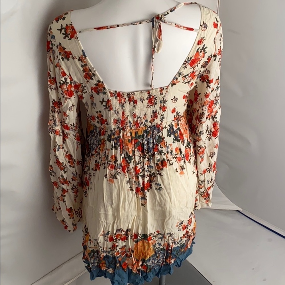 Free People Modern Chinoiserie Tea Combo multicolor floral square neck dress - Picture 4 of 15